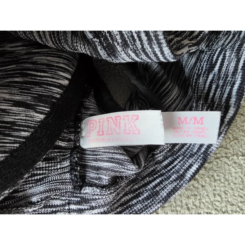 Victoria's Secret PINK Sports Bra M Black White Space Dye Sleeveless Athleisure